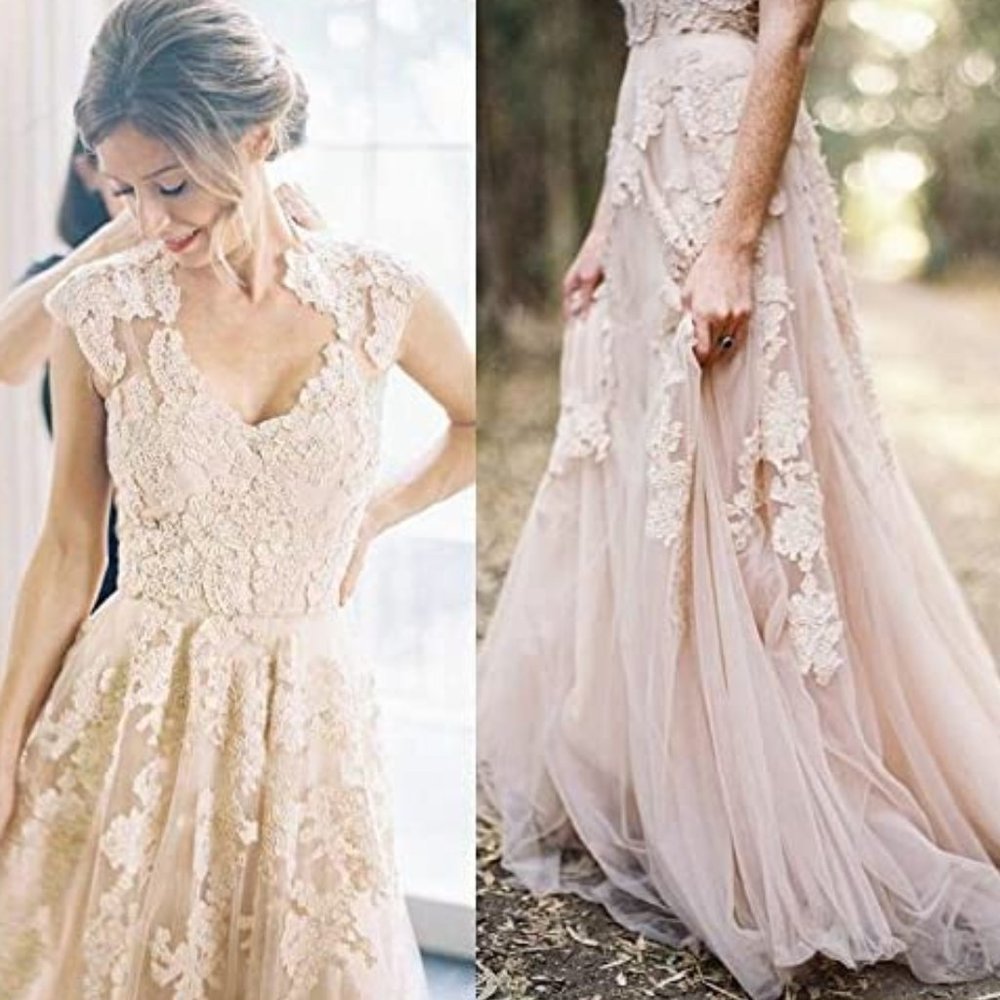 Champagne Lace Bridal Gown